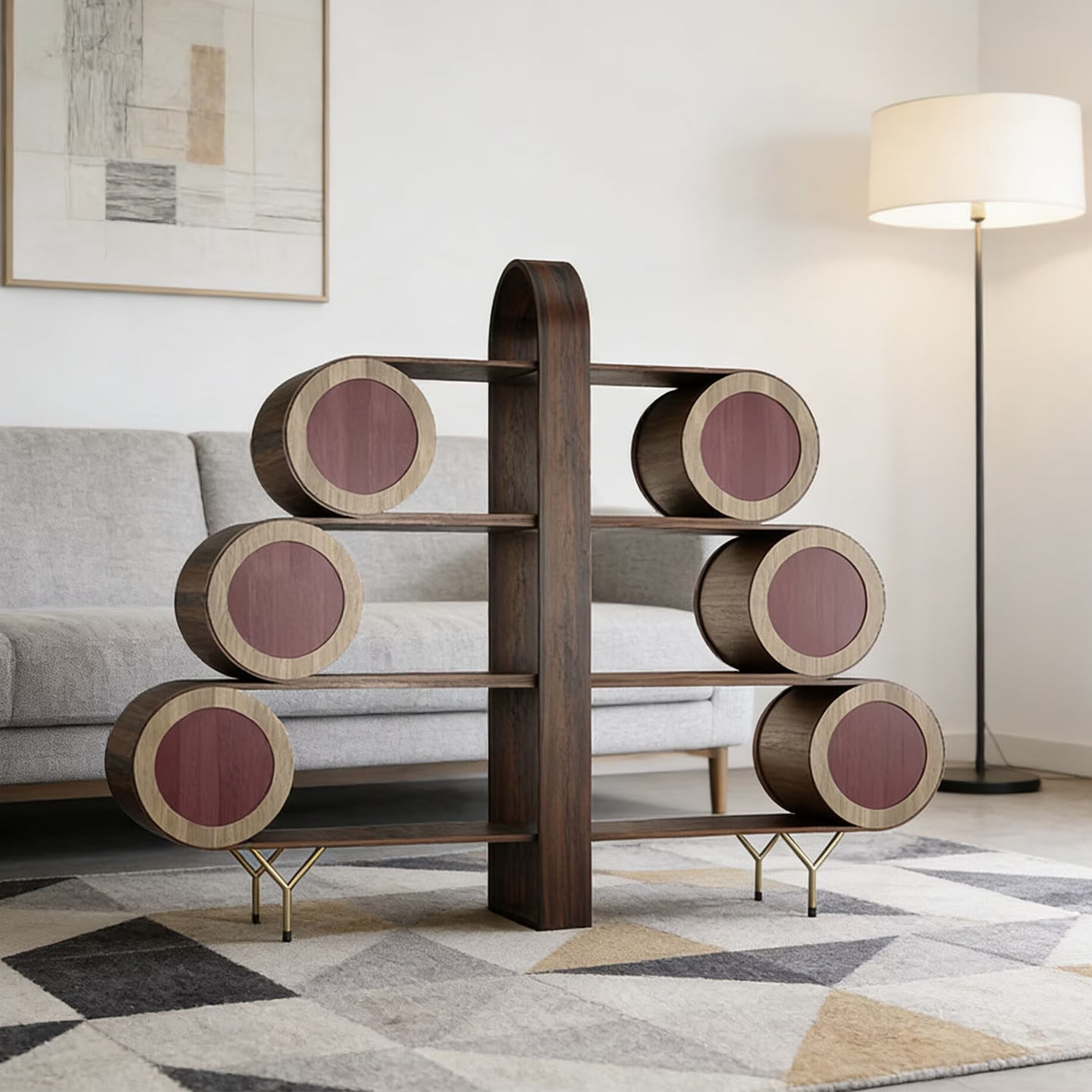 轻奢书架木质不规则多层收纳架家居装饰展示柜设计师创意简约边柜