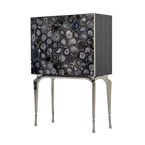 ZYCY意式轻奢玛瑙不锈钢酒柜