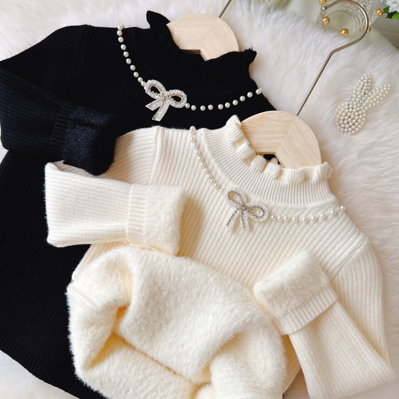 冬季女童一体绒加厚毛衣