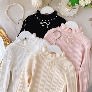 女童毛衣打底衫2025新款春秋装儿童线衣韩版上衣白色内搭针织衫