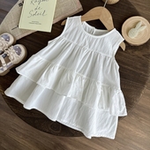 新款 夏装 女童衬衫 洋气宝宝拼接上衣小女孩背心娃娃衫 无袖 2026夏季