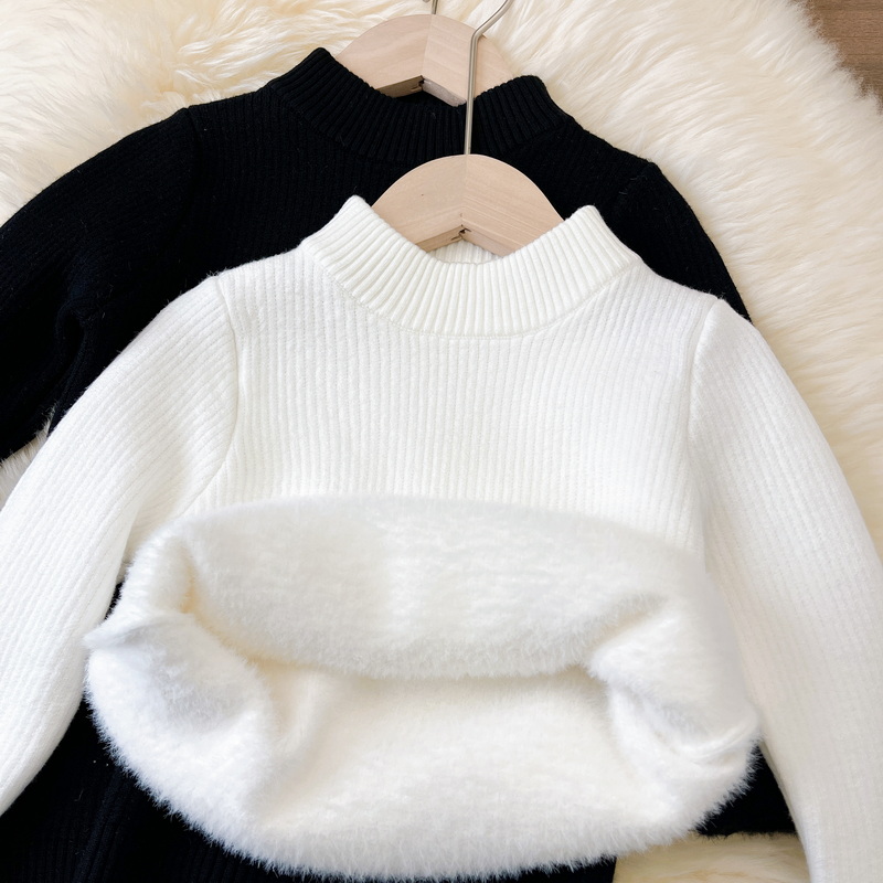 针织衫儿童一体绒毛衣保暖百搭