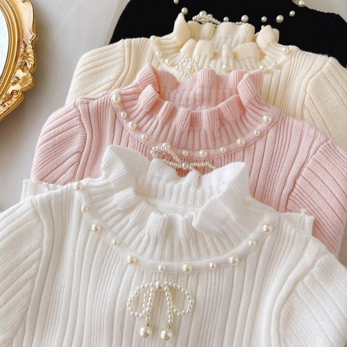 甜美春秋女童百搭毛衣打底衫新款