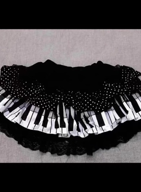 GLP LOLITA洛丽塔白色钢琴键波点蕾丝短裙 61106通勤荷叶边琴键裙