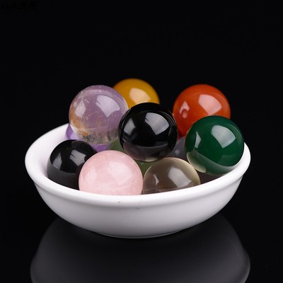 天然水晶球七星阵粉水晶摆件