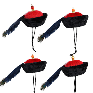 清朝顶戴花翎武官古装男暖帽影视剧文官大臣男清朝帽子摄影凉帽