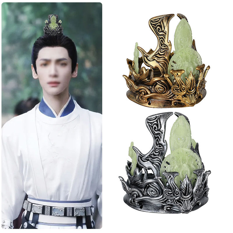 金色发饰玉头冠古代树脂公子王爷汉服影视剧束发男古风头饰男