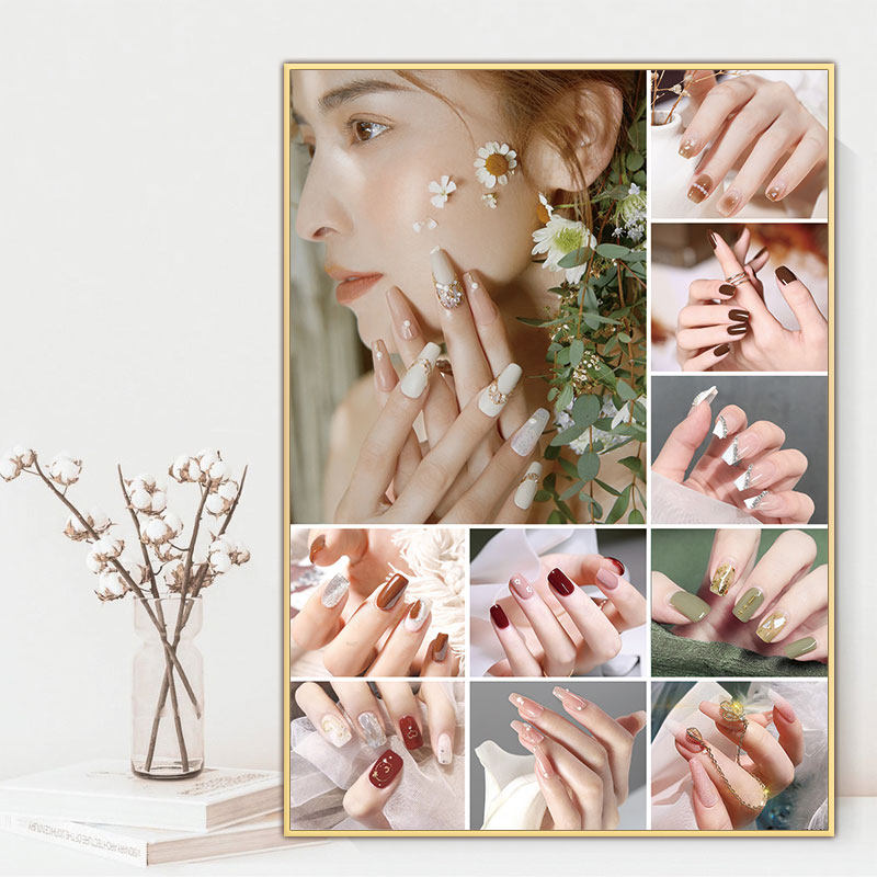 美甲海报挂画美睫眉眼唇kt板高档相框装饰画纹绣半永久活动宣传图