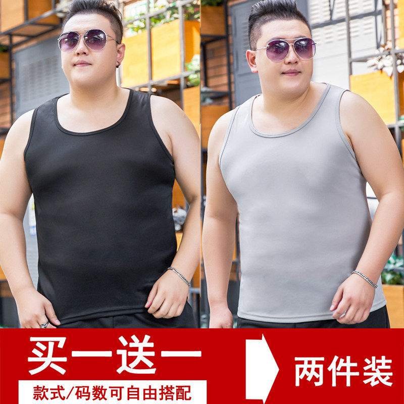 夏季加肥加大码纯色男装汗衫宽松无袖T恤速干网眼休闲运动背心男