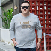 T恤男加肥加大宽松胖子打底纯色黑色超大码 200斤300斤长袖 大码