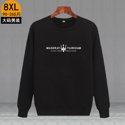 春秋季圆领卫衣男青少年上衣胖子宽松加大码长袖美式肥佬打底衫潮