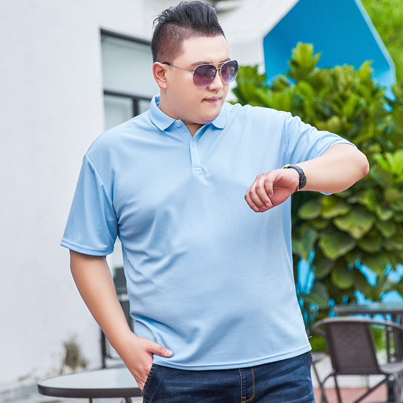 胖子短袖T恤男加肥加大半袖体恤6胖人大码男装肥佬polo衫翻领潮胖