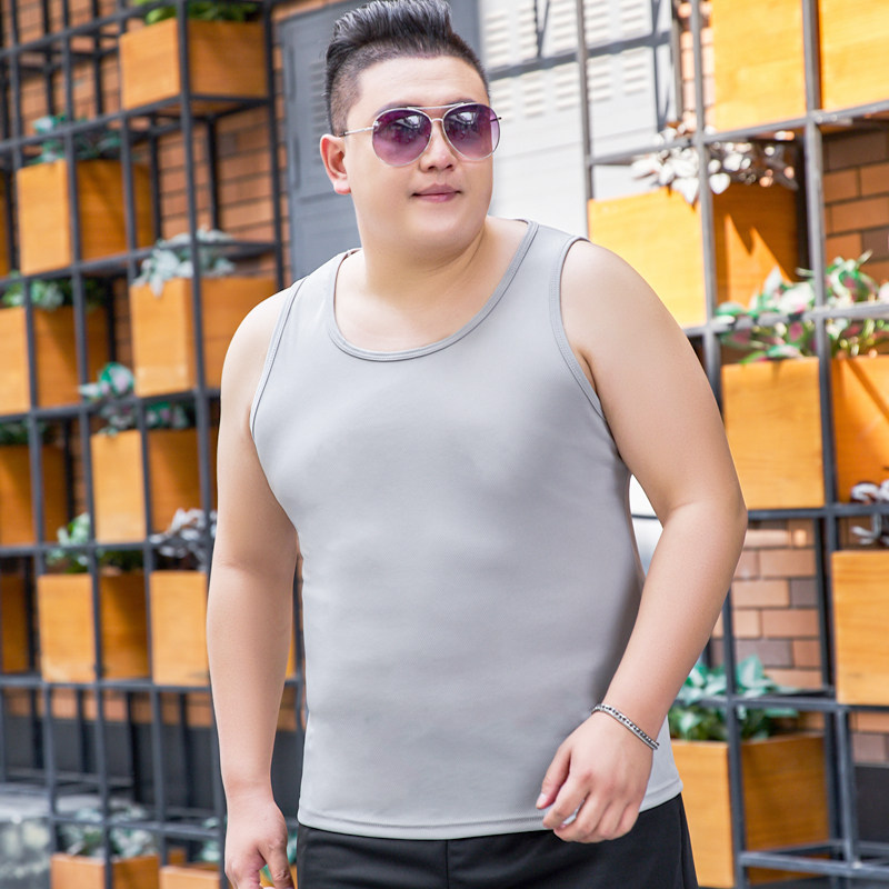 背心男夏季加肥加大码新款纯色男装汗衫宽松无袖T恤休闲运动打底