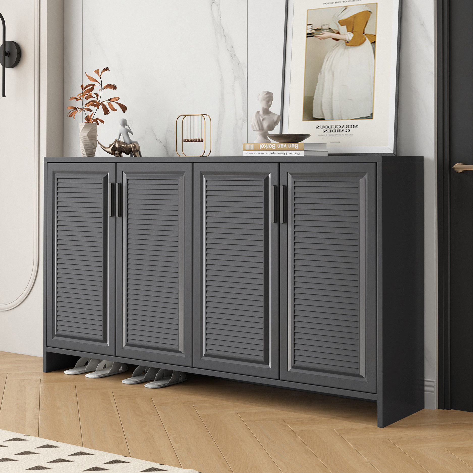 现代简约全铝合金阳台门口花园家门口鞋柜别墅防水防晒整装室外柜