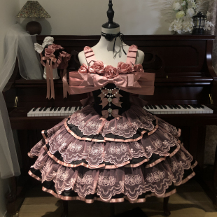 芭蕾风Lolita春夏lo裙气质优雅大小姐公主裙 绝版 玫瑰锻带