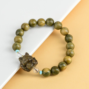 【佛糖】天然檀木桃木菩提圆珠老型珠单圈手串文玩佛珠文创手环