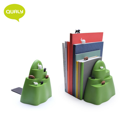 泰国qualy进口立体北极熊书签森林挡书板书架书靠摆件书夹