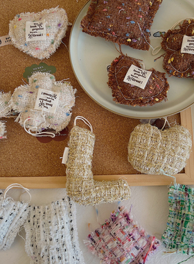 贝影 圣诞周边氛围感加棉挂件小香风布艺挂件圣诞树装饰配件车挂