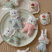 贝影 田园风原创玩偶配饰节日装 饰可爱充棉小兔爱心花边布艺资材