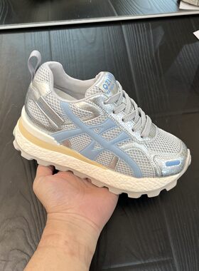 隐形增高8cm老爹鞋女2025夏新款网面透气运动厚底百搭休闲跑步鞋