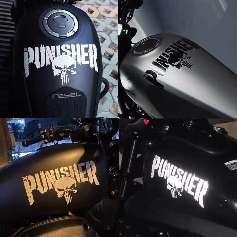 漫威惩罚者车贴汽车改装划痕遮挡防刮蹭潮牌骷髅个性改装防水贴纸