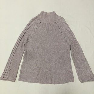 样衣无标 23羊毛混纺 闪闪金线小高领喇叭长袖针织衫毛衣