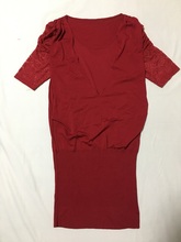 T恤连衣裙蕾丝拼接 商场贵牌 气质 红色假两件针织中长款 专柜正品