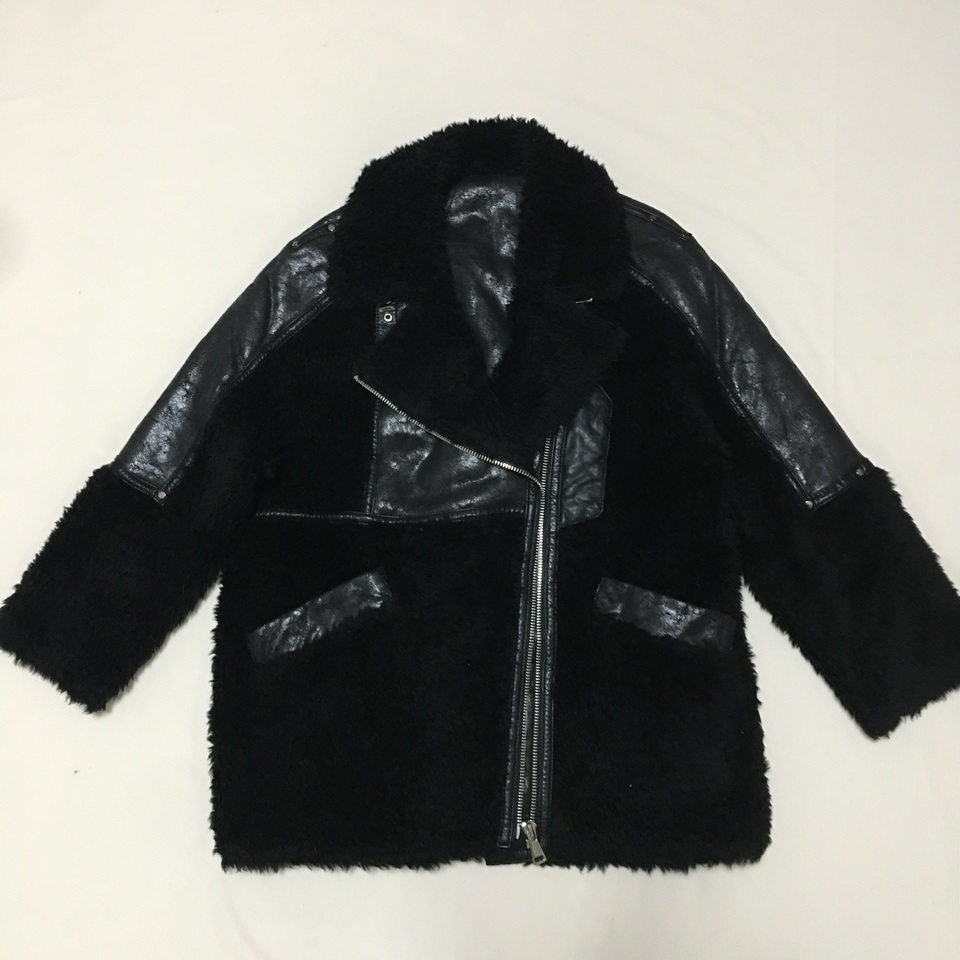 百分百真羊毛 厚实保暖经典黑色甜酷帅气机车复古风休闲毛呢外套