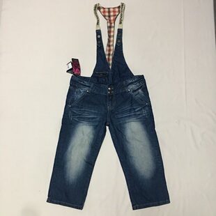 小码 源199 减龄少女感 七分裤 微瑕 可爱精致背带牛仔裤