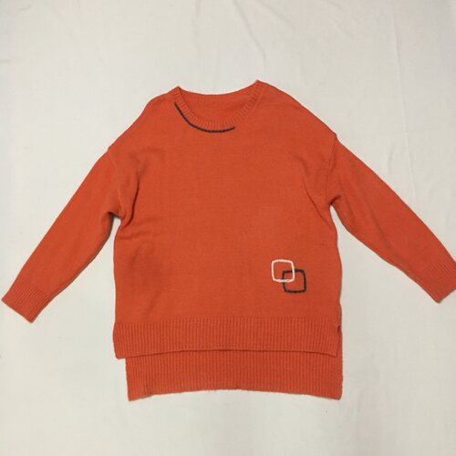 样衣无标 显白橘色圆领套头针织宽松慵懒风套头毛衣 软糯舒适亲肤