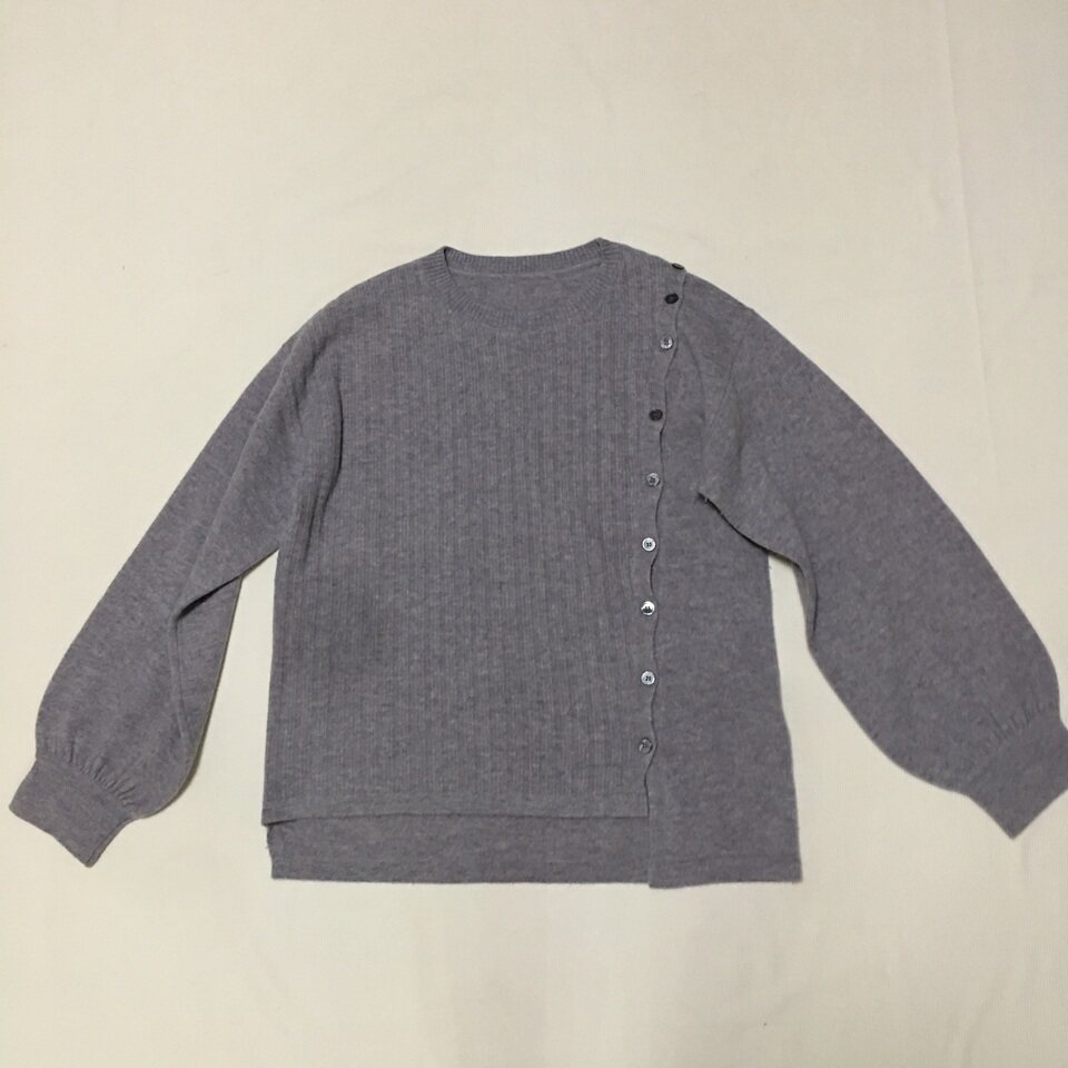 百分百羊毛 原创设计感宽松灯笼袖针织衫毛衣 微瑕