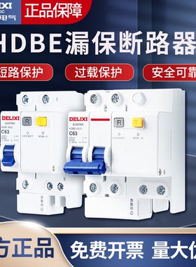 德力西HDBE漏电开关63a空开断路器带触电保护家用电源总2PN双进出