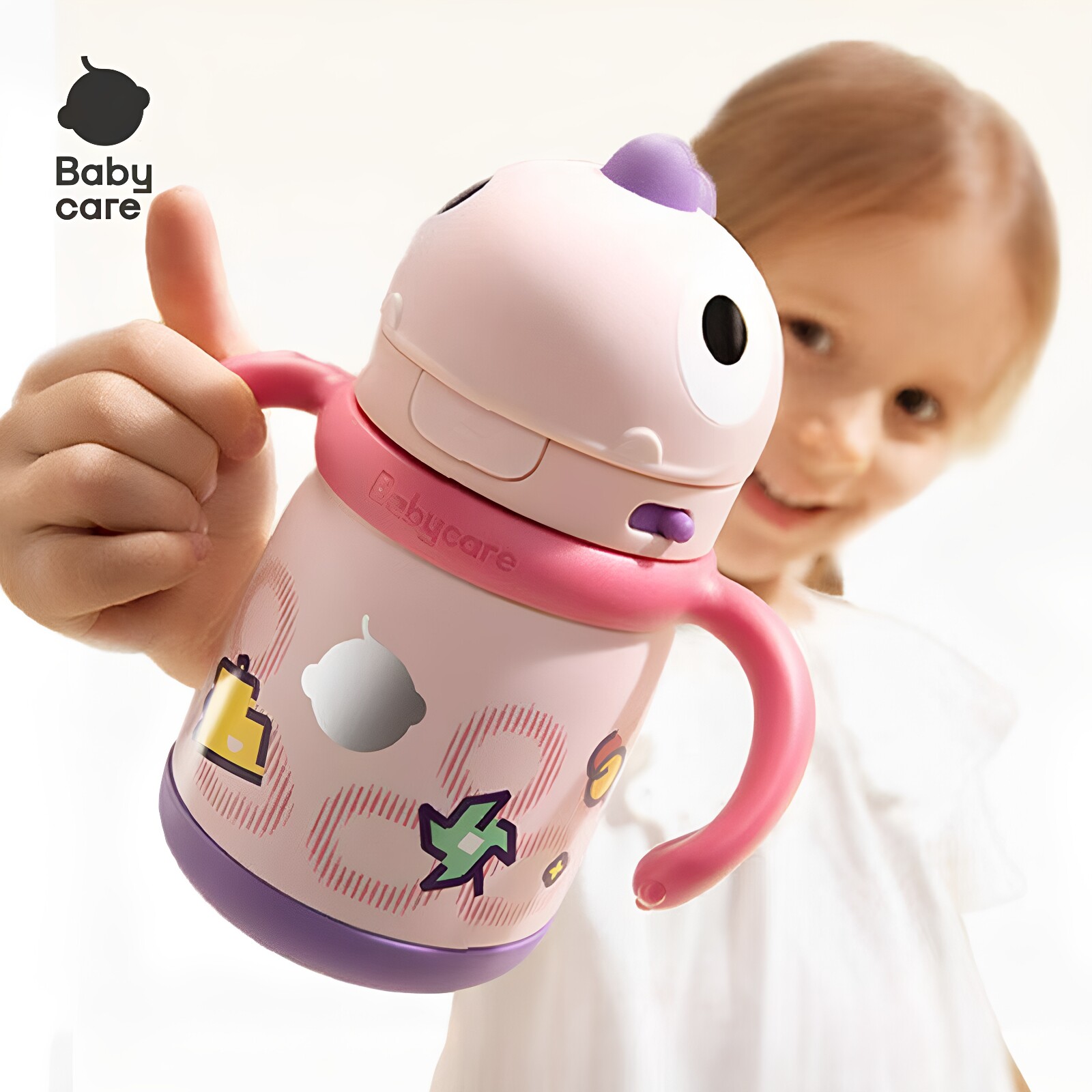 babycare百变恐龙保温杯吸管杯幼儿园宝宝饮水杯316不锈钢保温