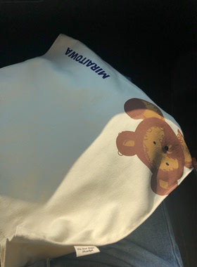 on our own|原创 Miraitowa棕熊 横向单肩帆布包袋 厚实 奶油白棉