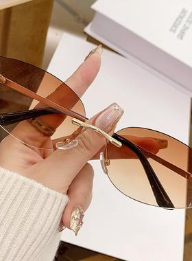 无框切边墨镜高级感防紫外线