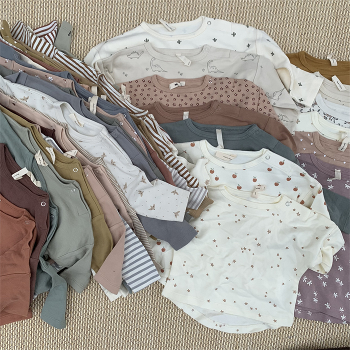 外贸有机棉新生儿婴童长袖T恤 打底衫