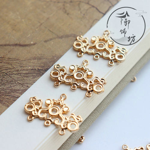 diy镂空镶嵌珍珠璎珞汉服铜镀金