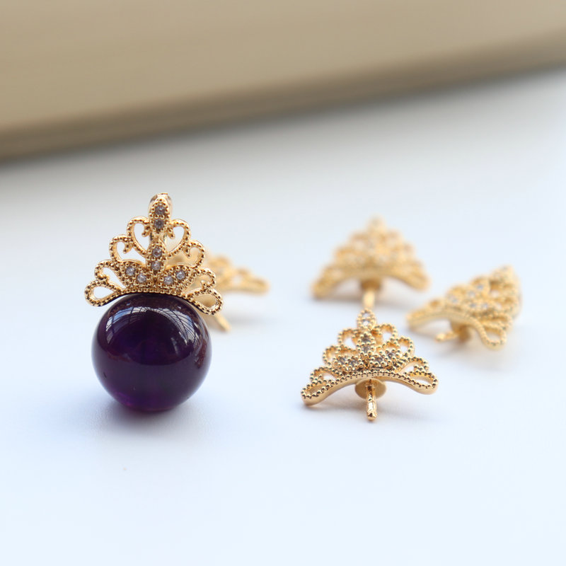 14k镀真金镂空发冠吊坠配件巴洛克珍珠手工diy秋冬小阿飘饰品材料