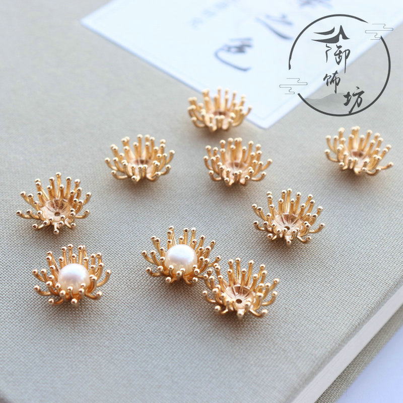 diy铜镀金三层盆景新娘汉服花蕊