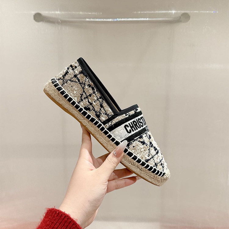 【顶版】2025春夏新款字母刺绣草编渔夫鞋女平底一脚蹬懒人单鞋,女鞋,渔夫鞋,淘宝优惠券,粉丝福利购,淘宝优惠卷