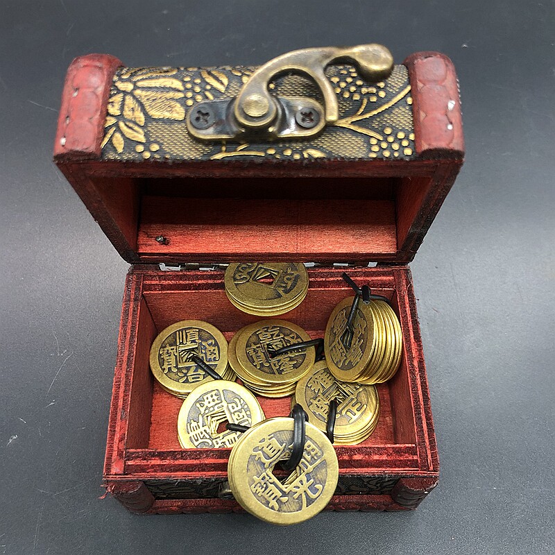 古币铜钱大清十帝钱五帝钱带箱子包邮铜钱工艺品铜钱包邮