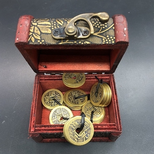 古币铜钱大清十帝钱五帝钱带箱子 包邮 铜钱工艺品铜钱