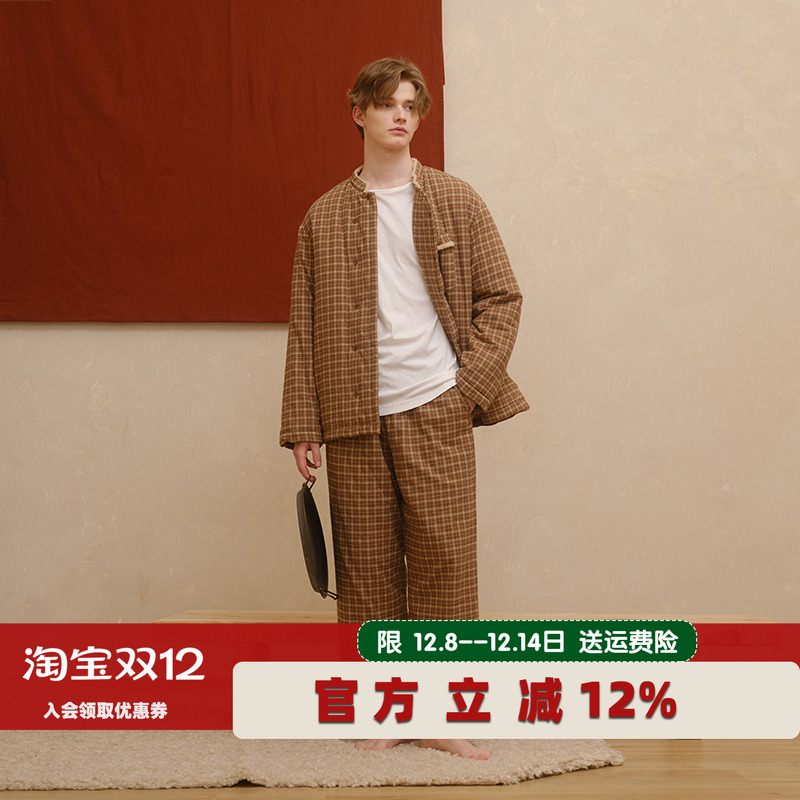 朵朵可可情侣纯棉夹棉睡衣套装