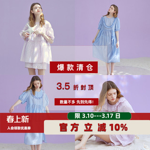 超值捡漏朵朵可可睡衣女男春夏短袖短裤家居服套装睡裙亏本清仓