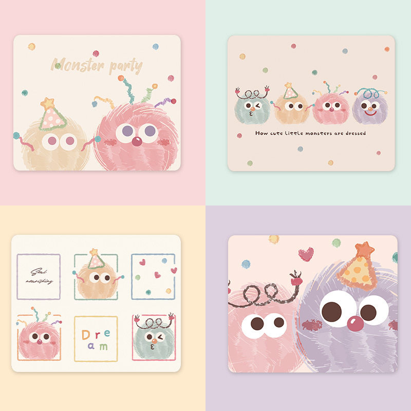 可爱毛球卡通鼠标垫女生小号高颜值办公室桌面电脑防滑桌垫子锁边