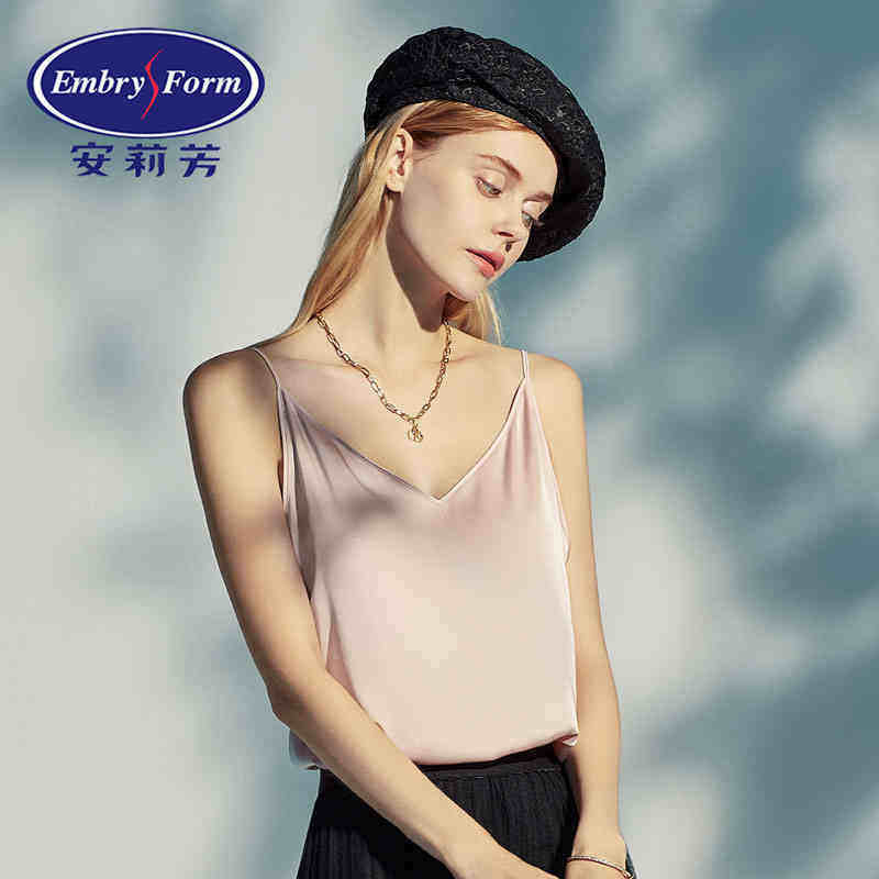 丝滑缎面V领内搭外穿吊带背心女