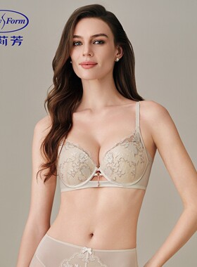 安莉芳风巢舒挺杯厚款小胸显大蕾丝内衣女聚拢软钢圈文胸EB01094