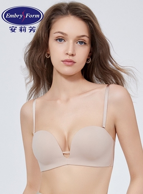 安莉芳光面无痕无钢圈半杯可拆卸肩带聚拢中厚杯文胸c薄款EB00573