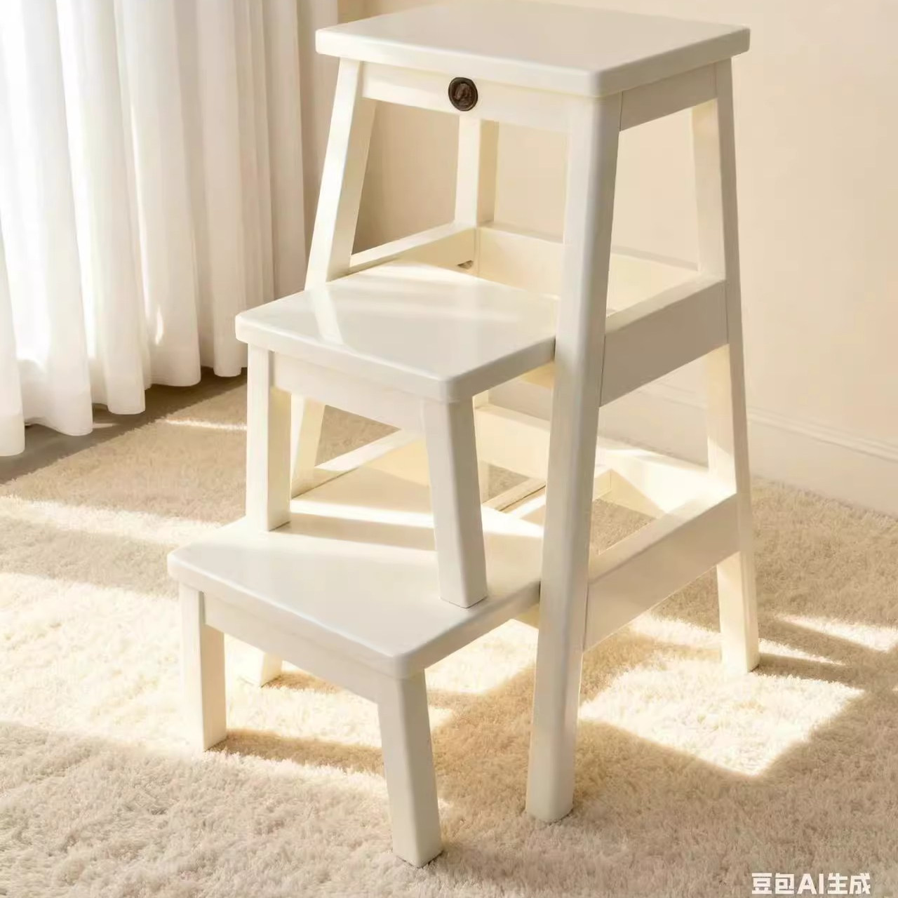 实木梯凳家用梯子折叠梯登高楼梯凳子多功能两用置物架爬梯三步梯