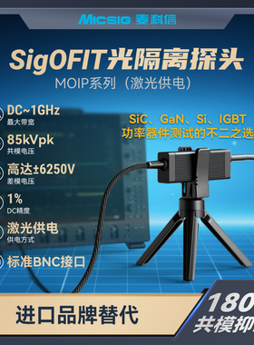 麦科信SigOFIT光隔离探头MOIP激光供电共模抑制比高达180dB带宽1G